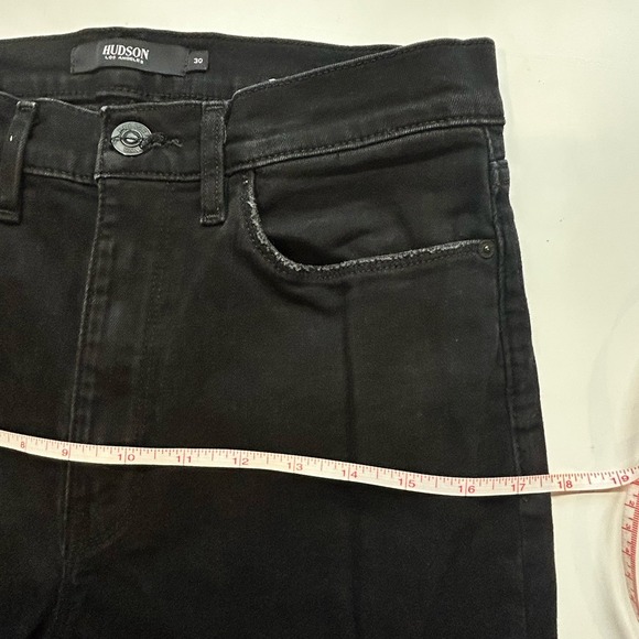 Hudson Barbara Bootcut Jeans High Rise Distressed Because The Night Black 30 EUC - Picture 5 of 11